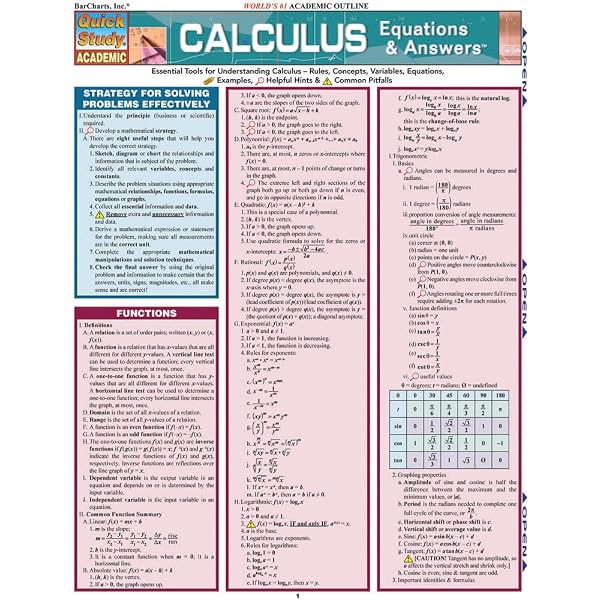 Linear Algebra: QuickStudy Laminated Reference Guide (Quick Study